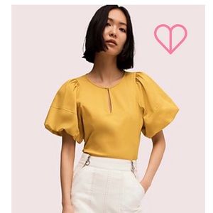 Puff sleeve poplin blouse